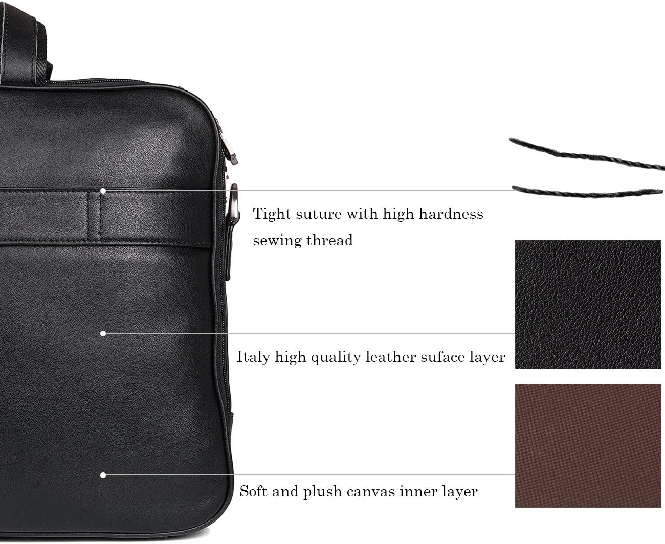 Augus Business Travel Briefcase Genuine Leather Duffel Bags for Men Laptop Bag fits 15.6 inches Laptop