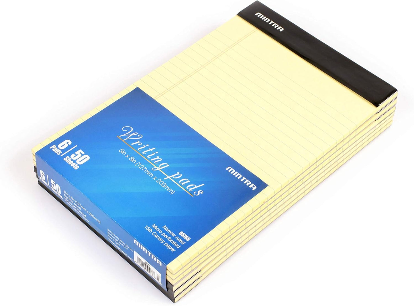 Mintra Office Legal Pads, ((xBasic, 5in x 8in, Narrow (Canary), 36pk (6-6pks))
