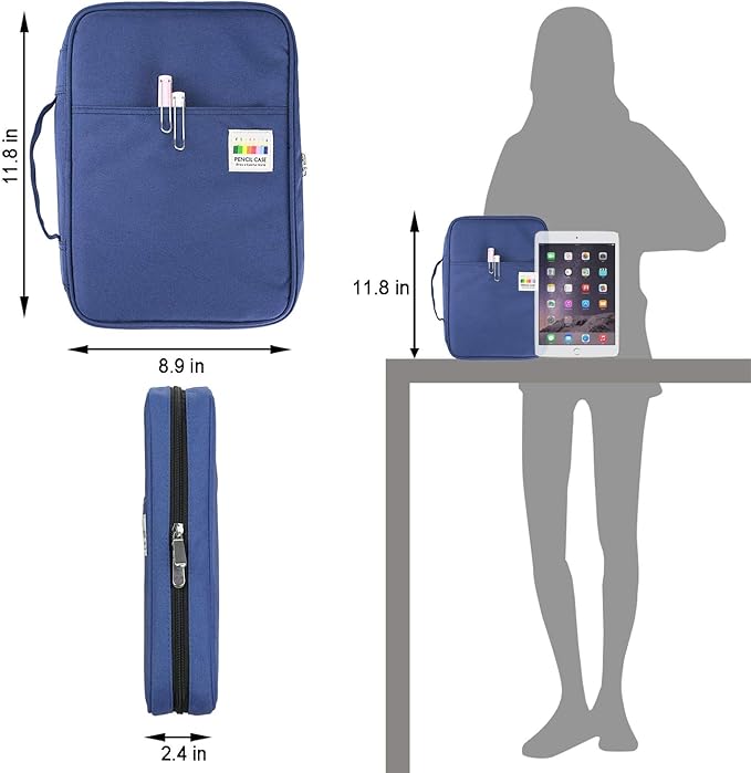 YOUSHARES 166 Slots Colored Pencil Case, 110 Slots Gel Pens fo Coloring Case Organizer, Handy Multilayer Color Pencil Holder for Glitter Gel Pens, Refills, Colored Pencils for Adults & Artist (Blue)