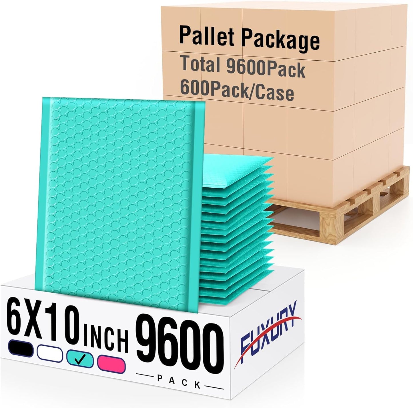 Fuxury Bubble Mailers 6x10" Teal Padded Envelopes 9600Pack Strong Adhesion Thick Padded Mailers for Small Business Mailing Small Items,Jewelry,Makeup
