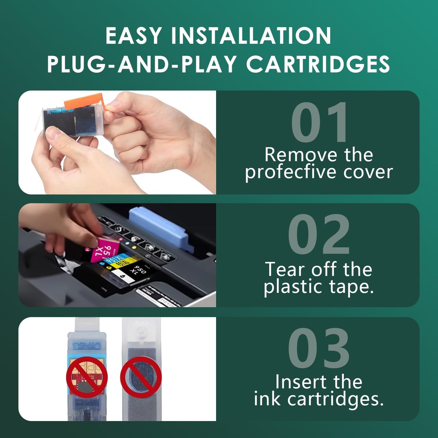 950XL 951XL Ink Cartridges Combo Pack Replacement for HP 950 951 XL for HP OfficeJet Pro 8600 8610 8630 8620 8615 8625 8100 276DW 251DW Printer,Black Cyan Magenta Yellow