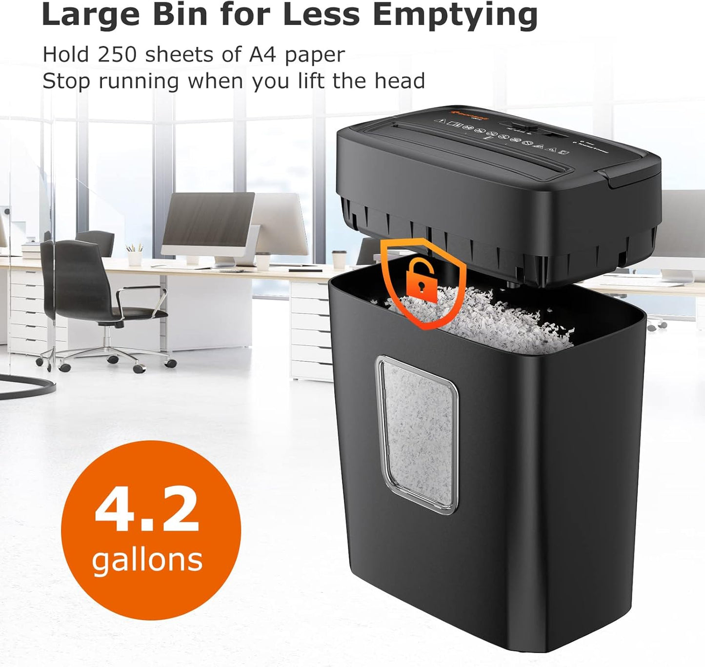 Bonsaii 6 Sheet High Security Micro Cut Paper Shredder, Credit Cards/Mail/Staples/Clips Shredder for Home Use with 4.2 Gallon Bin (C261-D)