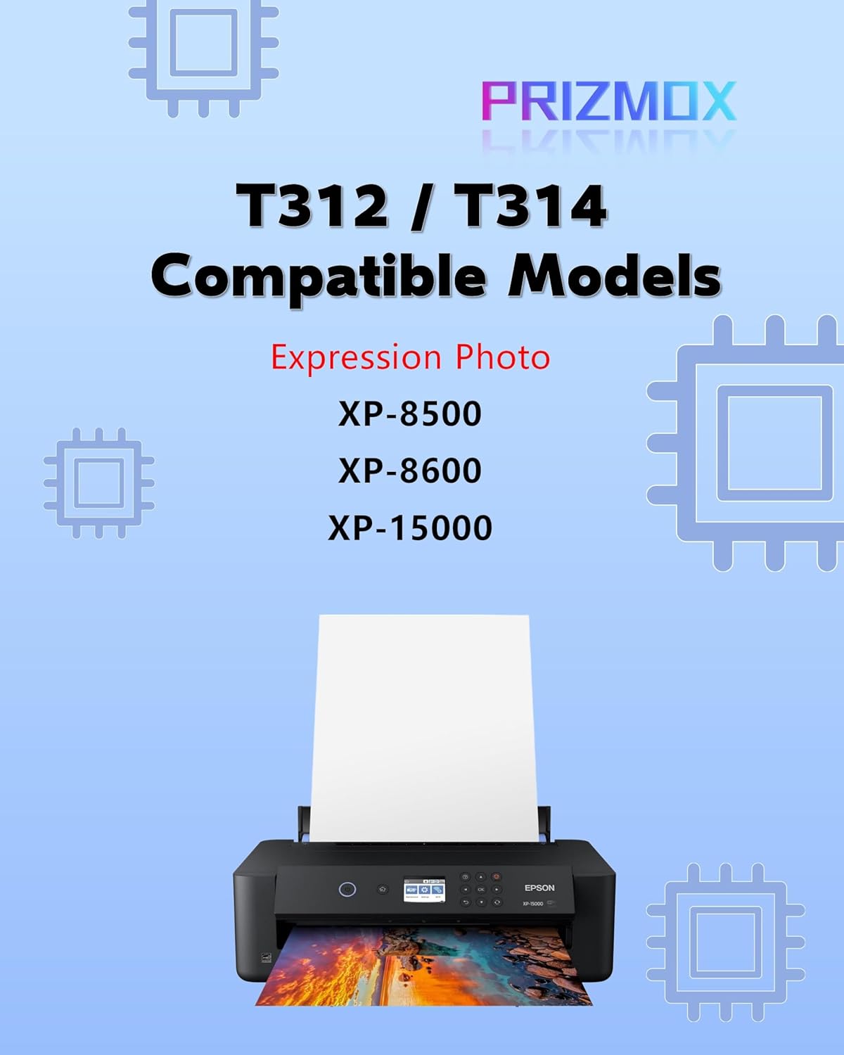 312XL 314XL XP-15000 Remanufactured Ink Cartridges Replacement for 312 314 XL T314XL Ink Comptible for Expression Photo XP15000 Printer(6-Pack)
