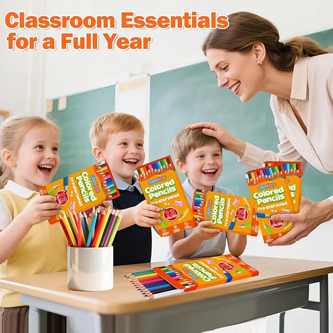 12 Pack Colored Pencils,144 Count Pre-Sharpened Colored Pencils Bulk,12 Color Pencil for Classroom Prizes Gifts,Back to School Supplies,Coloring Pencil Art Supplies for Kids