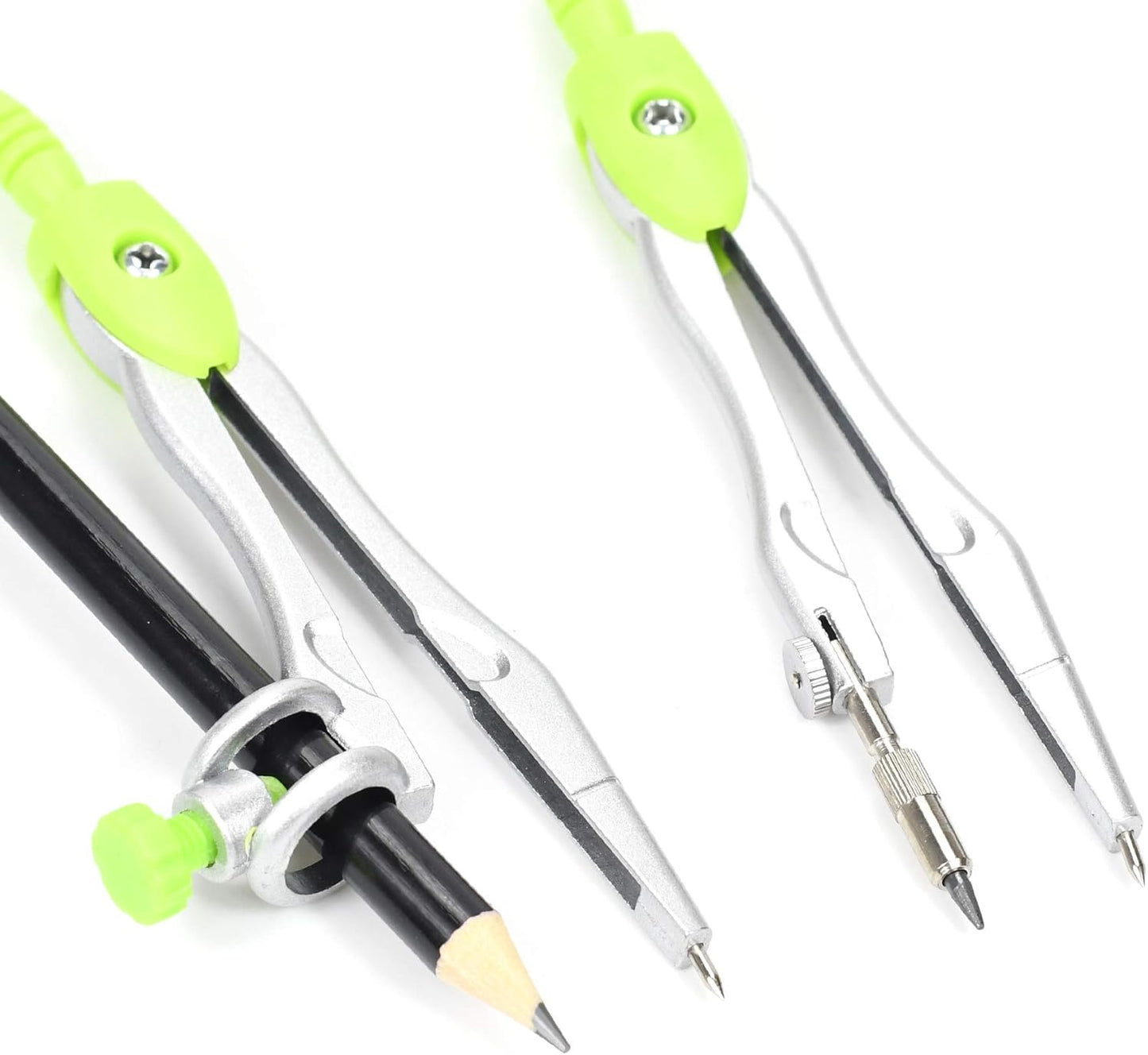 Math Geometry Kit Sets 10 Piece Student Supplies with Shatterproof Storage Box,Includes Rulers,Protractor,Compass,Eraser,Pencil Sharpener,Lead Refills,Pencil,for Drafting and Drawings（Green）