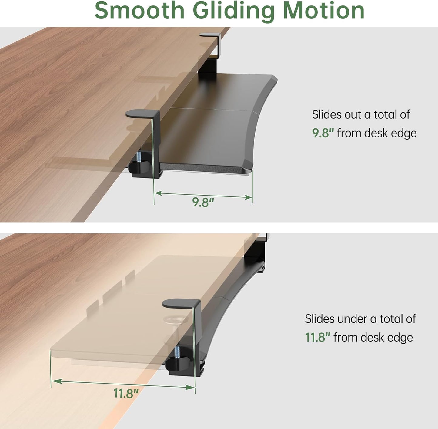 Large Keyboard Tray Under Desk - Slide Out with Sturdy C-Clip Mount System, 27 (31.2 Including Clamps) X 11.81 Put-Out Keyboard Tray Computer Drawer for Ergonomic Typing, Black
