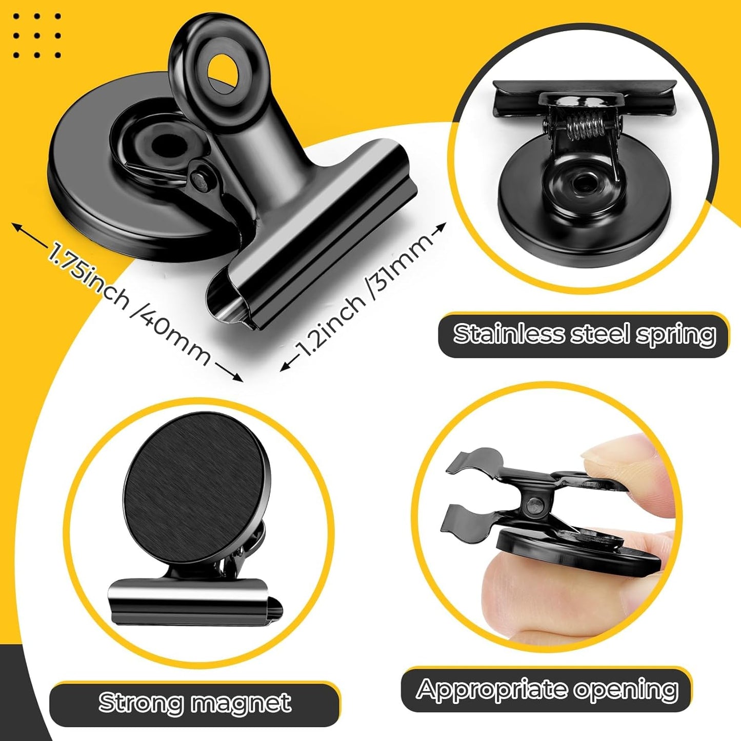 90 Pack Magnetic Clips, Fridge Magnets Refrigerator Magnets, Black Magnet Clips for Whiteboard, Clip Magnets for Photo Displays, Home, Office, Classroom