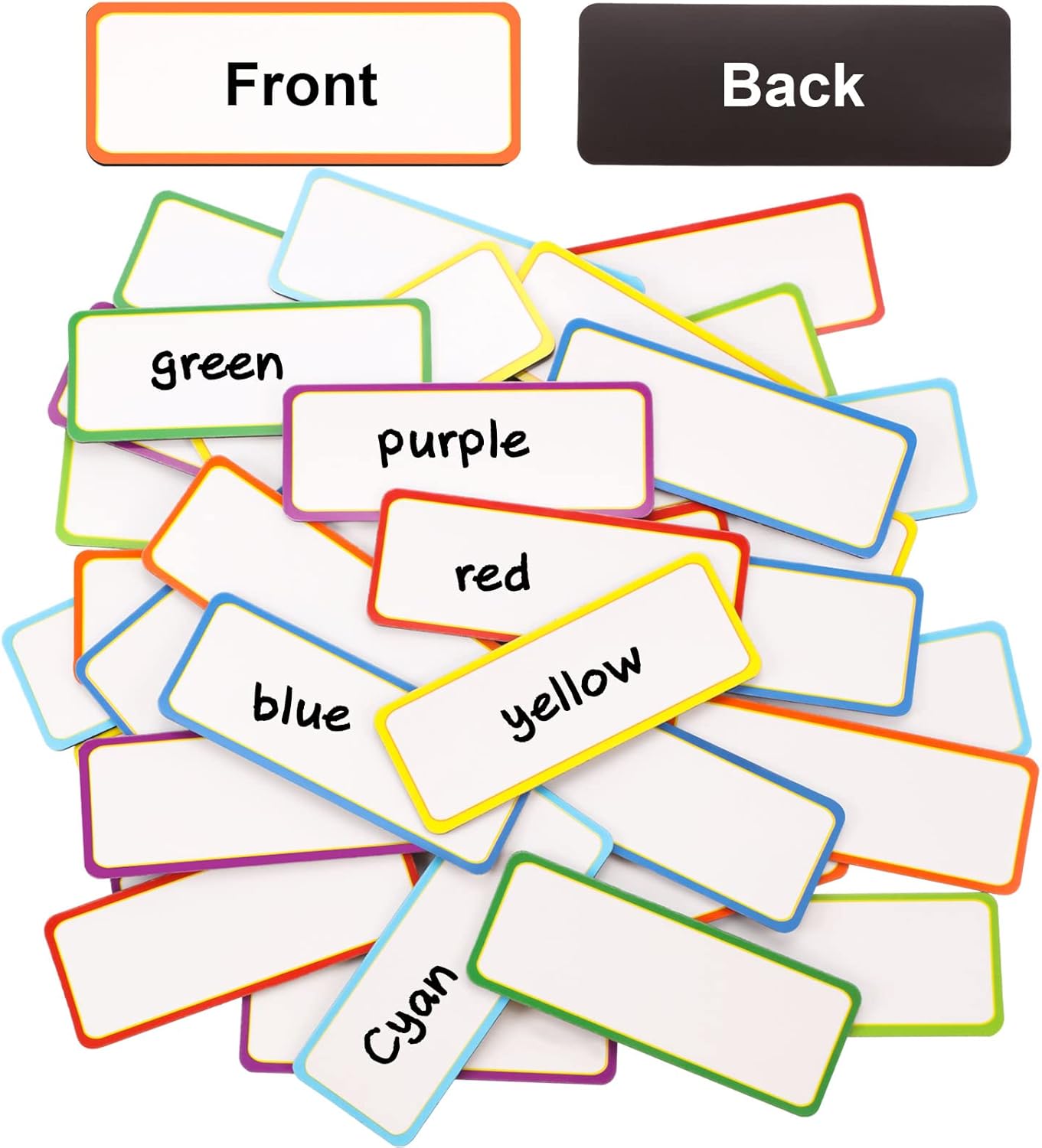 Leinuosen 80 Pack Magnetic Dry Erase Labels 3.2 x 1.2 Name Plate Tags Flexible Reusable Magnetic Label Stickers for Classroom Office Home Whiteboards Refrigerator Locker Shelf Crafts