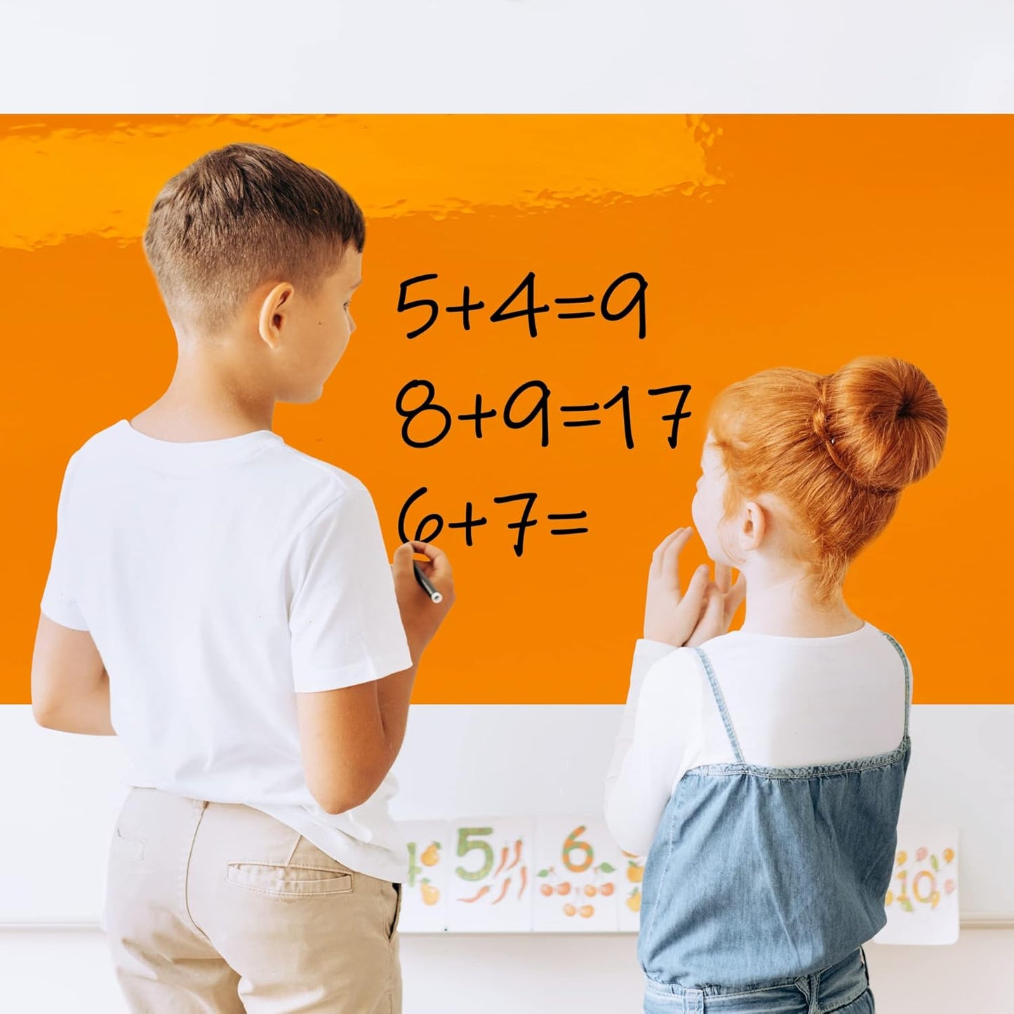 T&W SAME FILM White Board Dry Erase-Colorful Whiteboard Wall Sticker Roll 17.3''X78.7''-Self Adhesive Dry Erase Paper for Desk/Glass/Fridge/Office/Door/Classroom/Kids/Adults-3 Marker-Orange