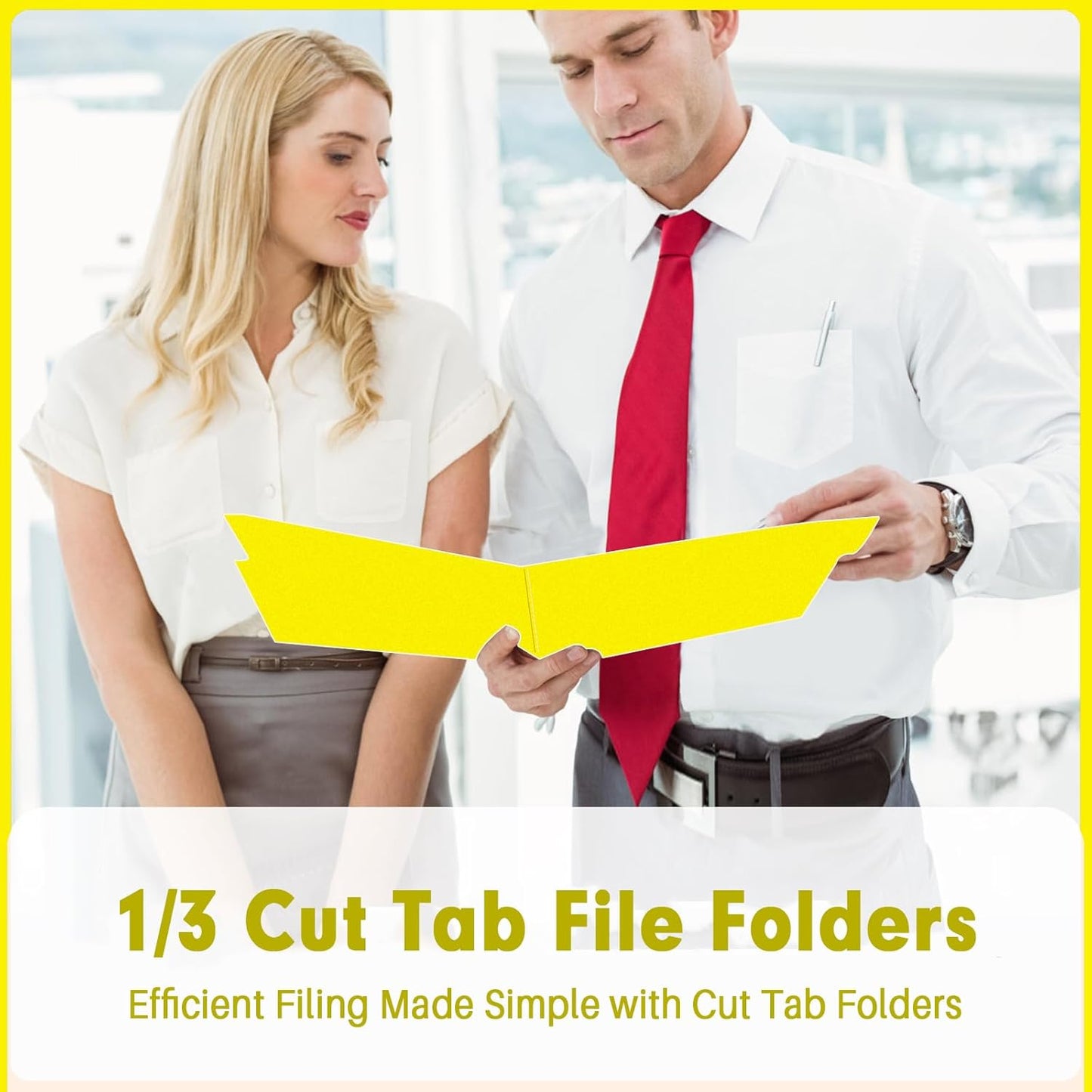 File Folder, PANDRI 120 Pack File Folder, 1/3 Cut Tab, Letter Size, Filing Folder for Office School Business, Yellow