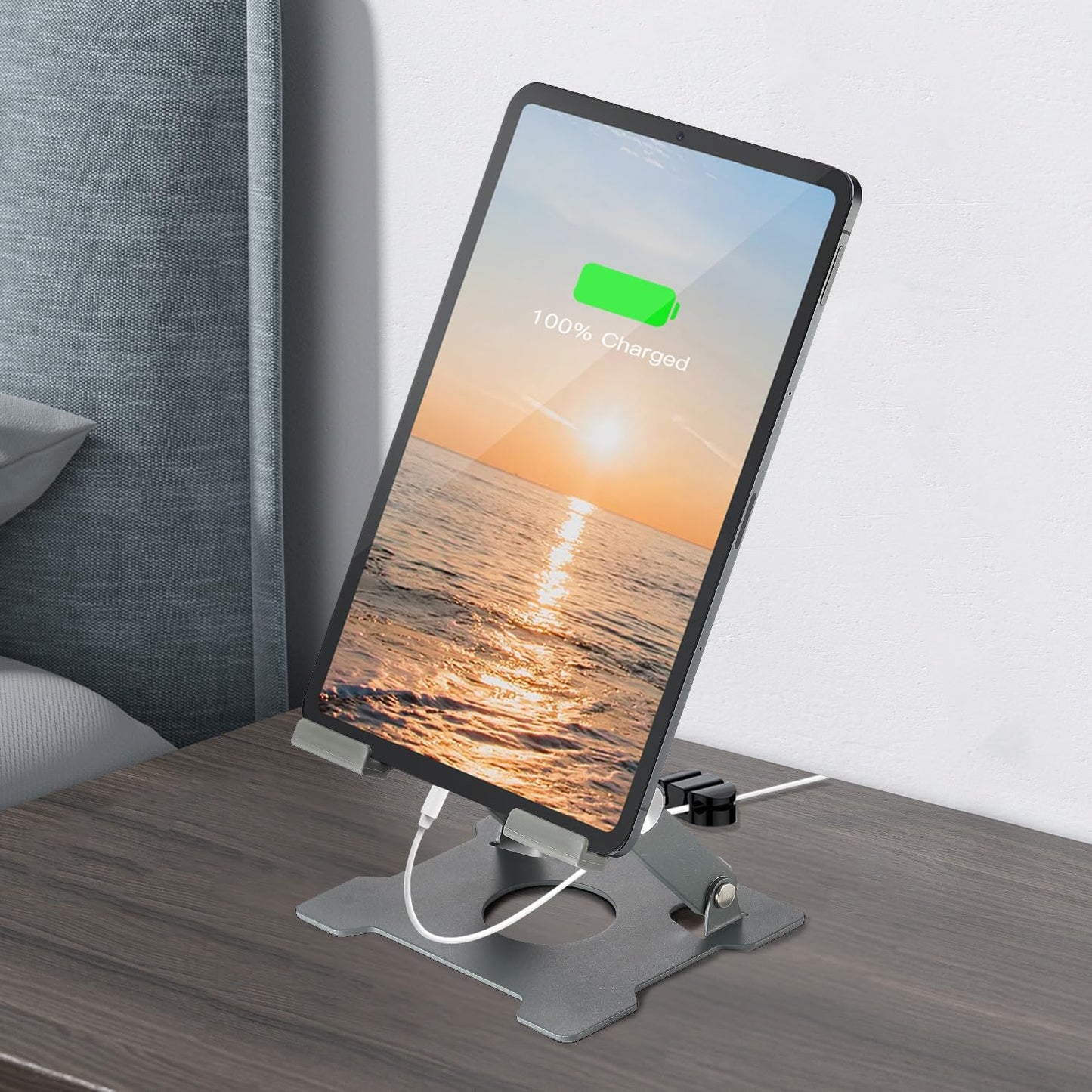 KABCON Tablet Stand,Tablet Holder for iPad,Adjustable Portable Multi Angle Desktop Stand Compatible with iPad Pro 9.7 10.5 12.9 Air Mini 1-4,Galaxy Tabs,Surface Pro Tablets,Kindle,E-Reader,Nexus-Grey