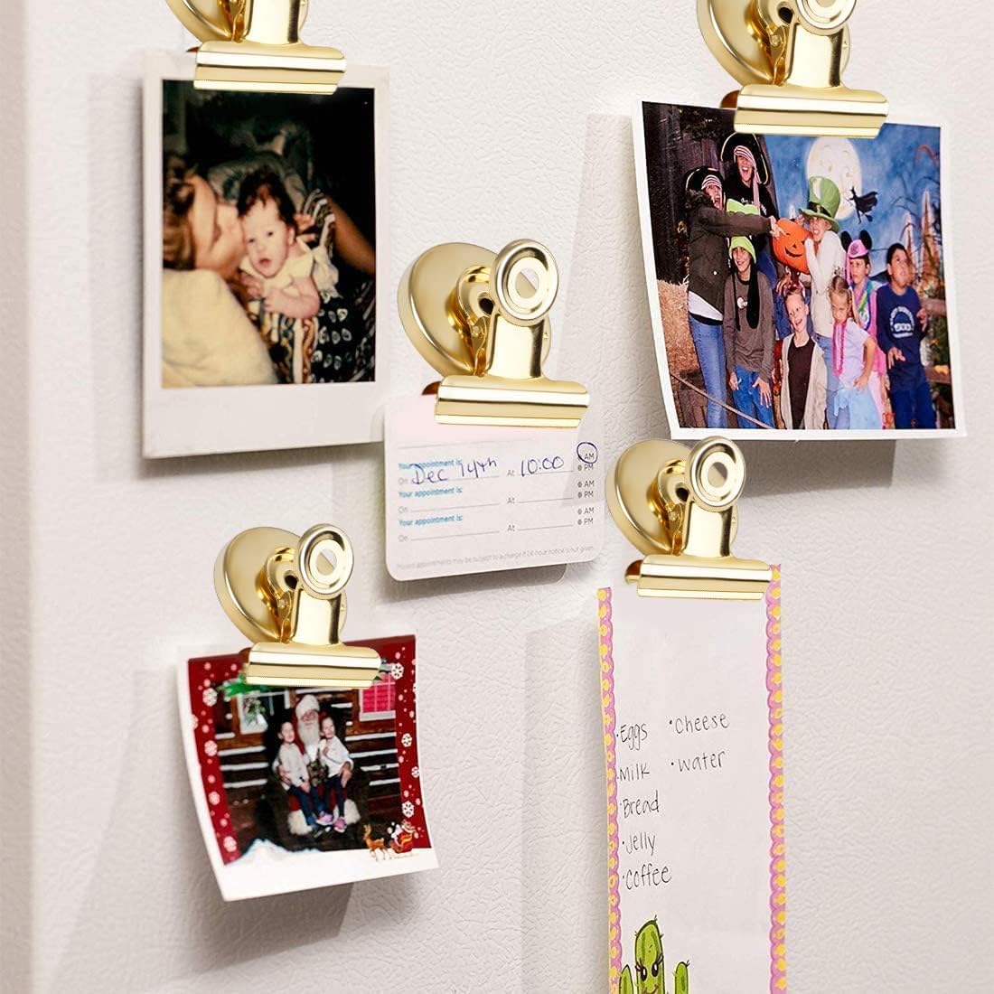 VNDUEEY 20 Pack Fridge Magnets Refrigerator Magnets, Magnetic Clips for Whiteboard, Magnet Clips Heavy Duty, Clip with Magnet for Locker, Magnetic Paper Clip for Home, Office, School, Teaching (Gold)