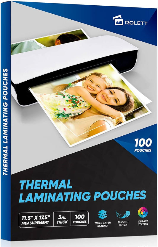 Laminating Sheets, 100 Pack Laminating Pouches Holds 11 x 17 Inch Sheets, 3 Mil Laminate Sheets 11.5 x 17.5 Inch for Laminator, Clear A3 Thermal Laminating Pouches with Round Corner