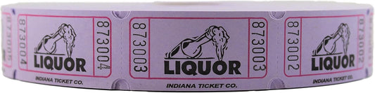 INDIANA TICKET CO. 2000 Raffle Tickets, Liquor, Lt. Purple, Single Roll, Ticket for Events, Entry, Class Reward, Fundraiser & Prizes