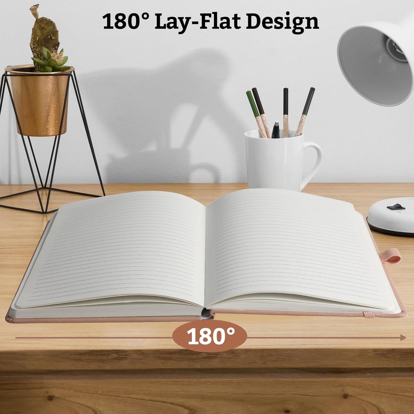 Lined Hardcover Journal Notebook, A5 192 Pages 100Gsm Thick Paper College Ruled for School,Note Taking,Work,Diary，5.7''*8.3'',Blush