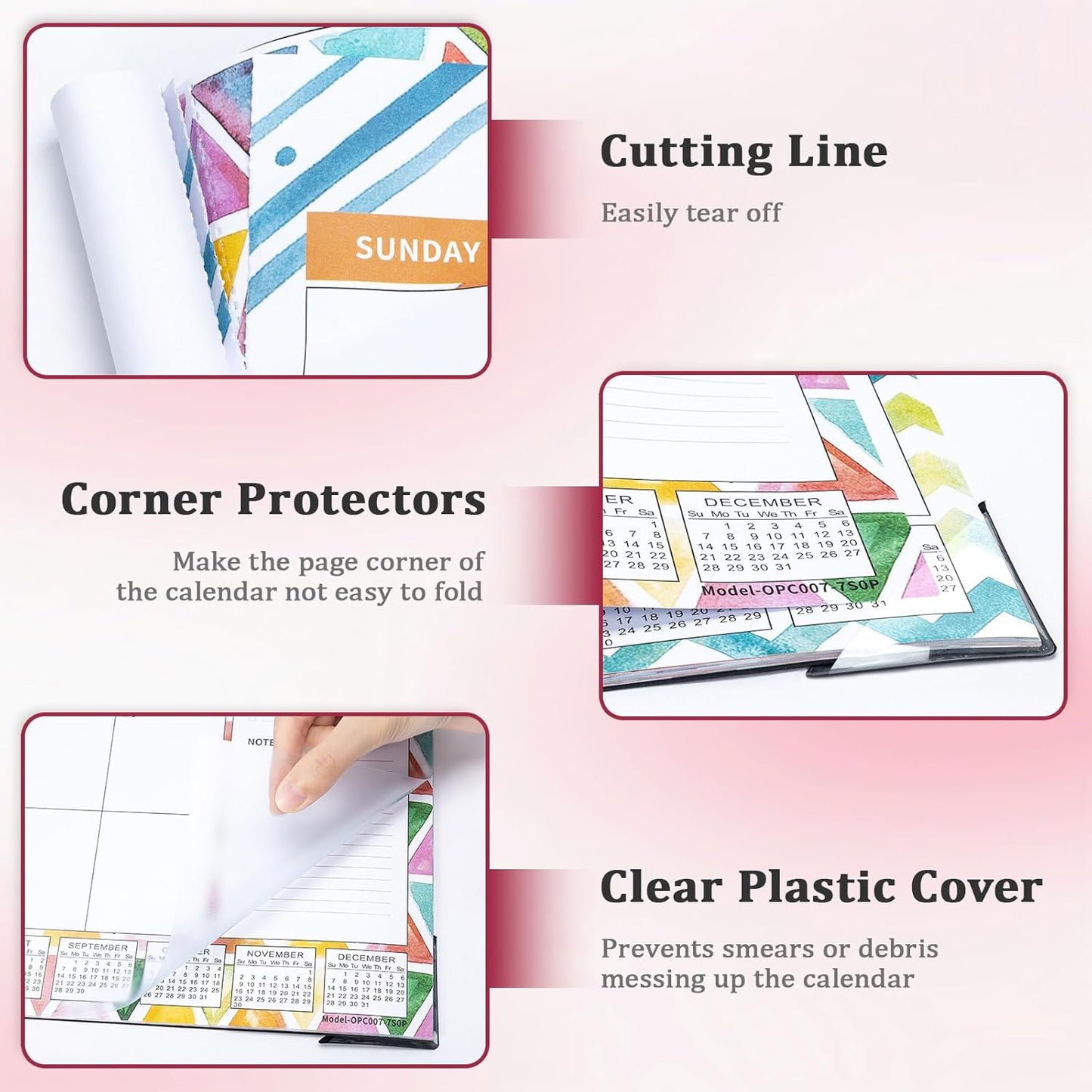 Ospelelf Desk Calendar 2025-2026 Large 22"x17" Monthly Family Planner Pad with Protective Cover 18 Months July 2025 to December 2026 Geometry