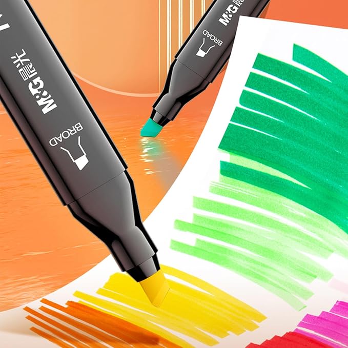 M&G 60 Colors Dual Tip Alcohol Art Sketch Markers, Drawing Markers for Adult Coloring Books, Drawing, Sketching, Doodling, Art Projects, School Supplies