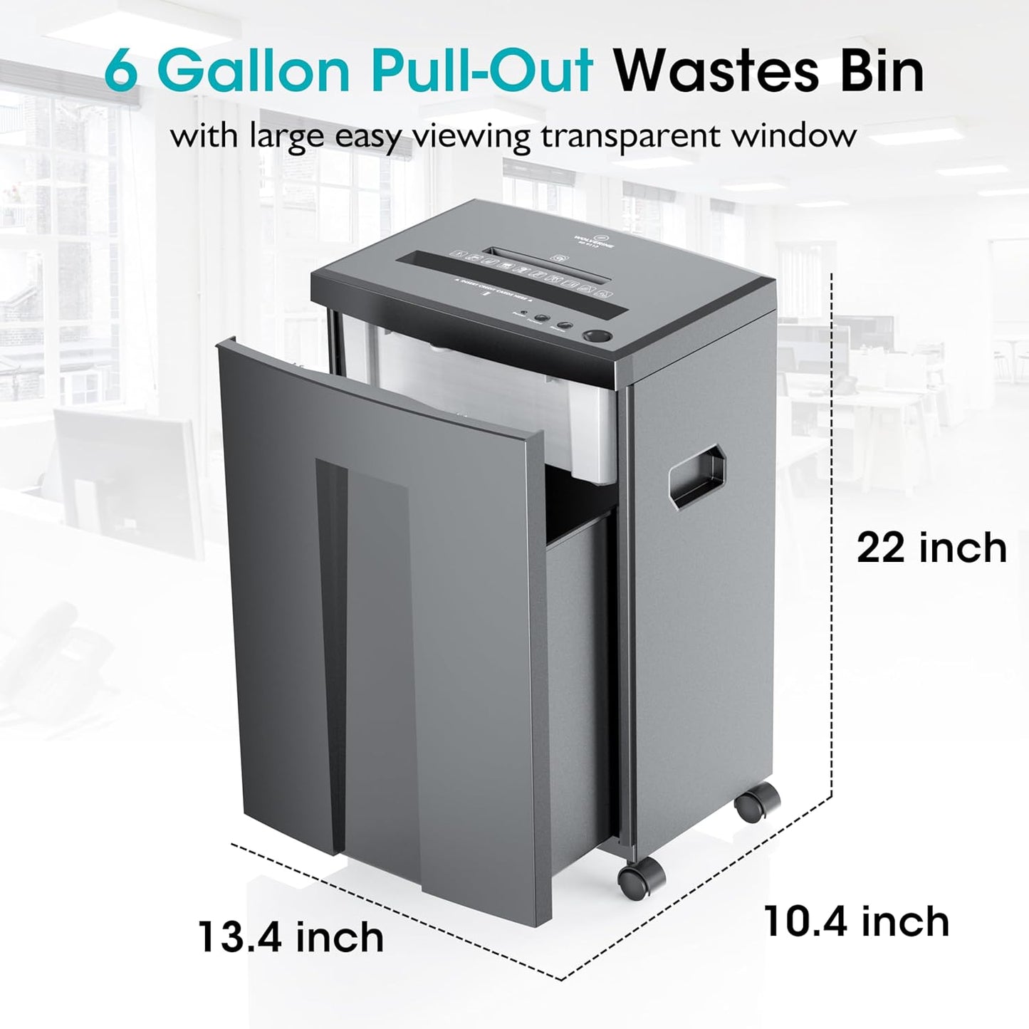 WOLVERINE 18-Sheet Shredders for Home Office Heavy Duty P-4 Security Level Crosscut Paper Shredder Paper/CD/Card Ultra Quiet Paper Shredder for Home with 6 Gallons Pullout Waste Bin SD9113(Grey ETL)