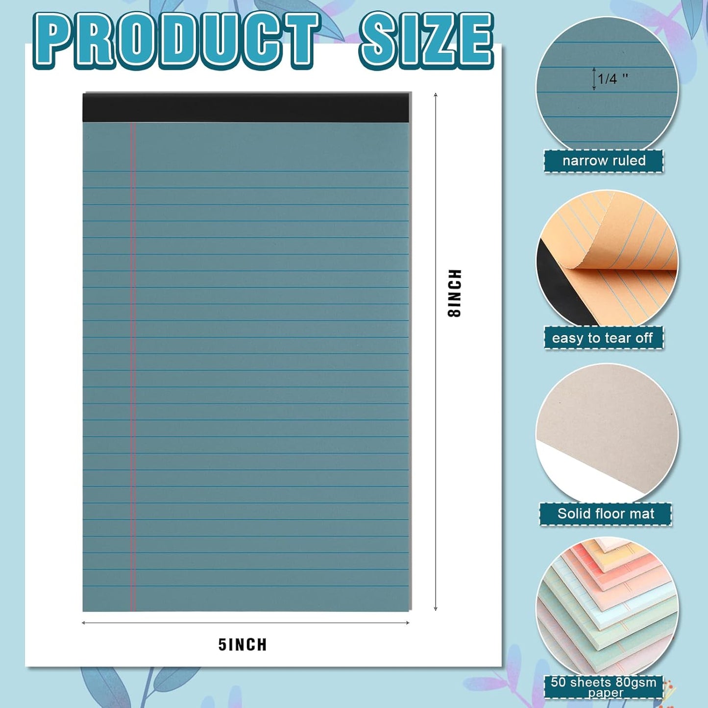 Fuutreo 12 Pcs 5" x 8" Legal Pad Writing Notepads 50 Sheets Small Legal Pad Narrow Ruled Multiple Color Lined Paper for School College Office Supplies Work (Vintage Colors)