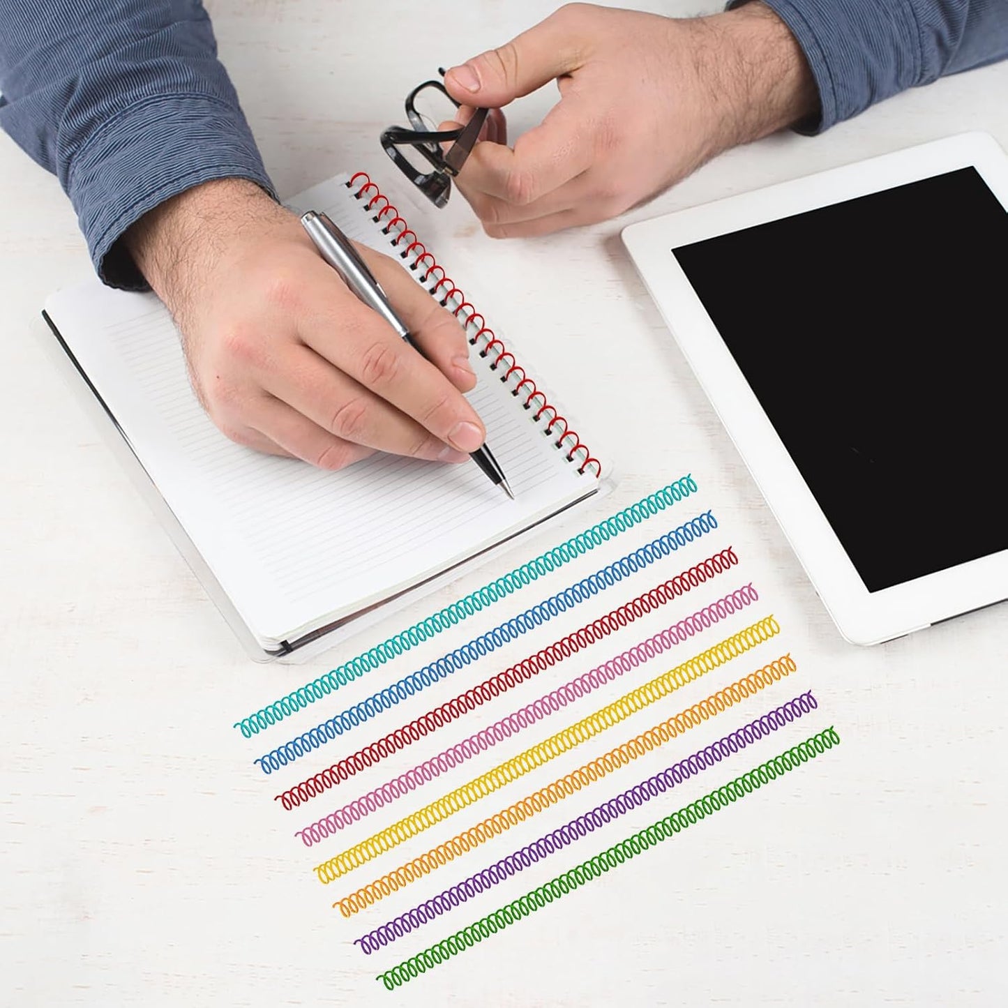 120 Pack Plastic Spiral Binding Coils Binder Binding Spirals Rings Multi Size Spiral Binding Wire Combs Spines Coils, 4:1 Pitch (5/16 Inch,Multicolor)