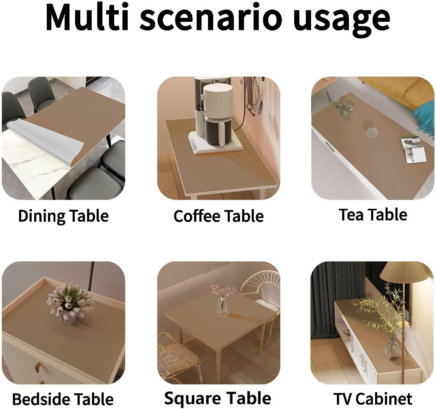 Leather Table Cover,1.8mm Thick,36x54 Inch Table Protector,Table Protector for Dining Room Table,Table Protectors for Rectangle Tables.(Khaki+Silvery,36x54)