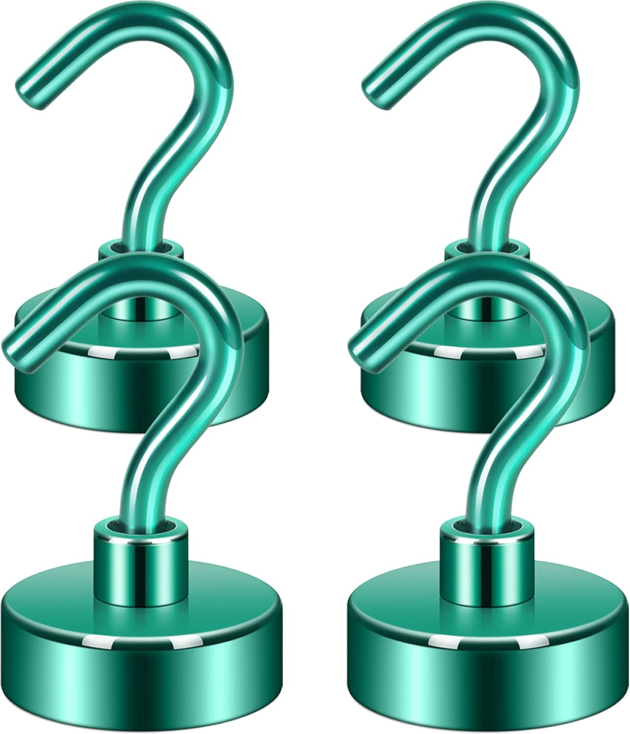 Neosmuk Magnetic Hooks,Heavy Duty Earth Magnets with Hook for Refrigerator, Extra Strong Cruise Hook for Hanging, Magnetic Hanger for Cabins, Grill (Green, 4 Pack)