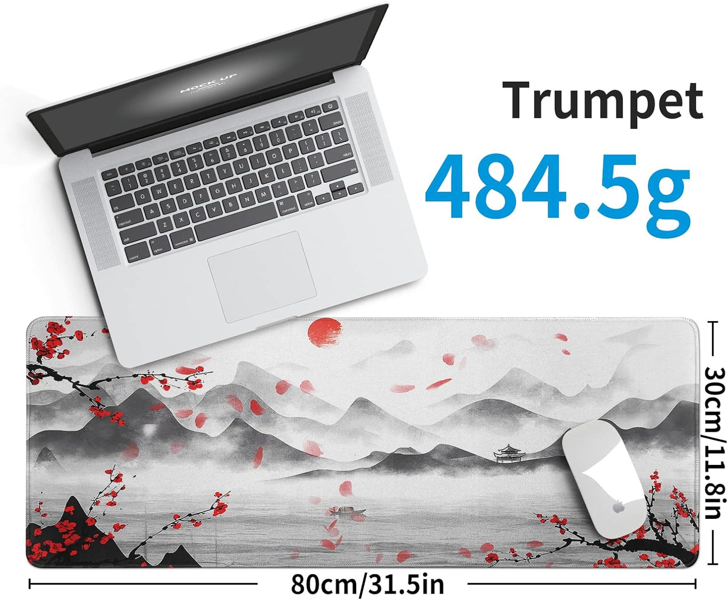 Japanese Cherry Blossom Large Gaming Mouse Pad Sakura Desk Pad Big Mousepad Deskmat Office Decor for Computer 31.5''x11.8'' Desk Organizers and Accessories