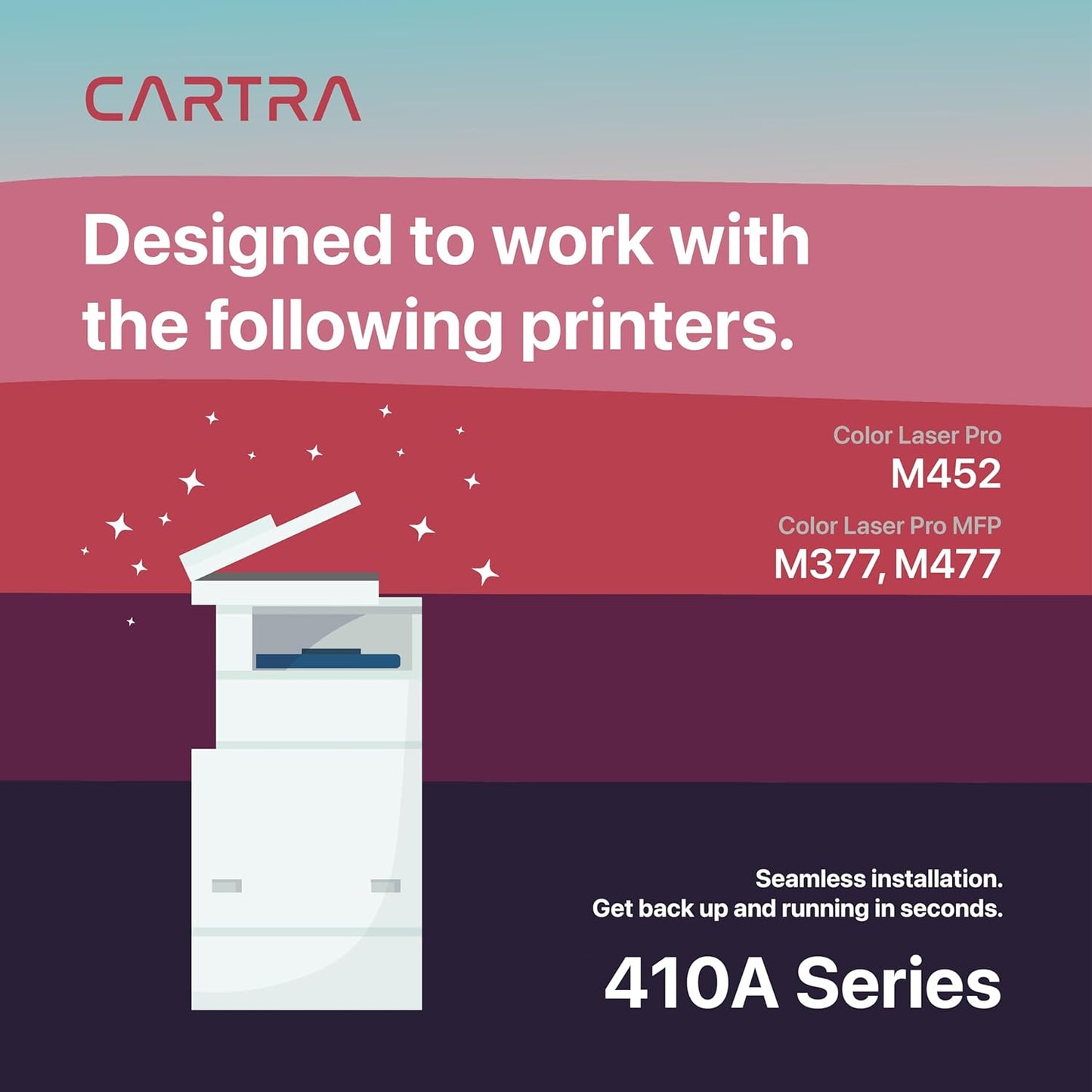 CARTRA 410A M452dw 4 Pack Toner Cartridges for HP Color Laser Pro MFP M377dw, M377, M452dn, M452nw, M452, MFP M477fdn, M477fdw, M477fnw M477 Series Printer | CF410A Black, Cyan, Magenta, Yellow