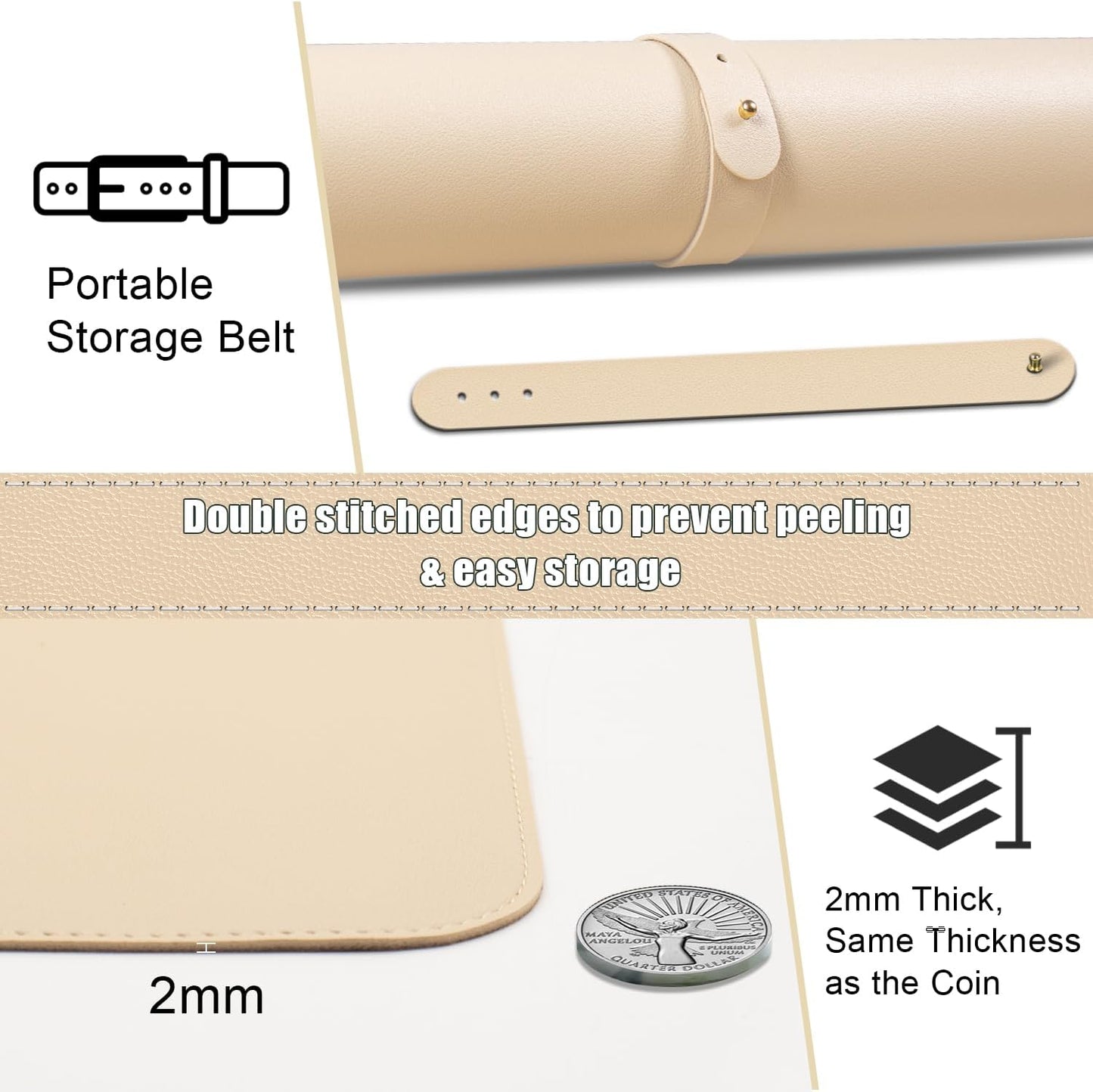 Large Desk Pad Mat 47.2" x 17", Office Desk Mat, Non-Slip PU Leather & Cork Desk Blotter for Keyboard and Mouse, Large Desk Mat, Large Mouse Pad for Office & Home(Apricot)