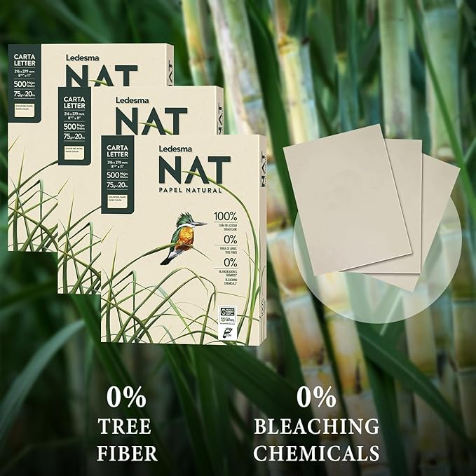 Letter Size (8.5"x11") Natural Sugarcane Pulp Printer Paper, For All Office And Photocopy Printers, Designs, Crafts (3 Reams (1500 Sheets))