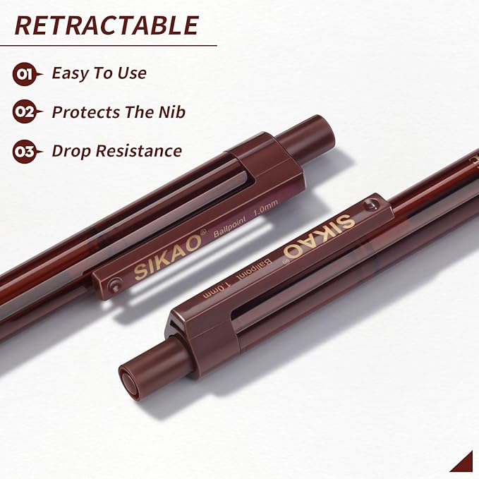 Pens Bulk, Coffee 60Pack Ballpoint Pens for Smooth Writing No Smear, Black Ink Medium Point 1.0mm, Retractable Click Ball Point Pens, School Office Supplies (Black ink)