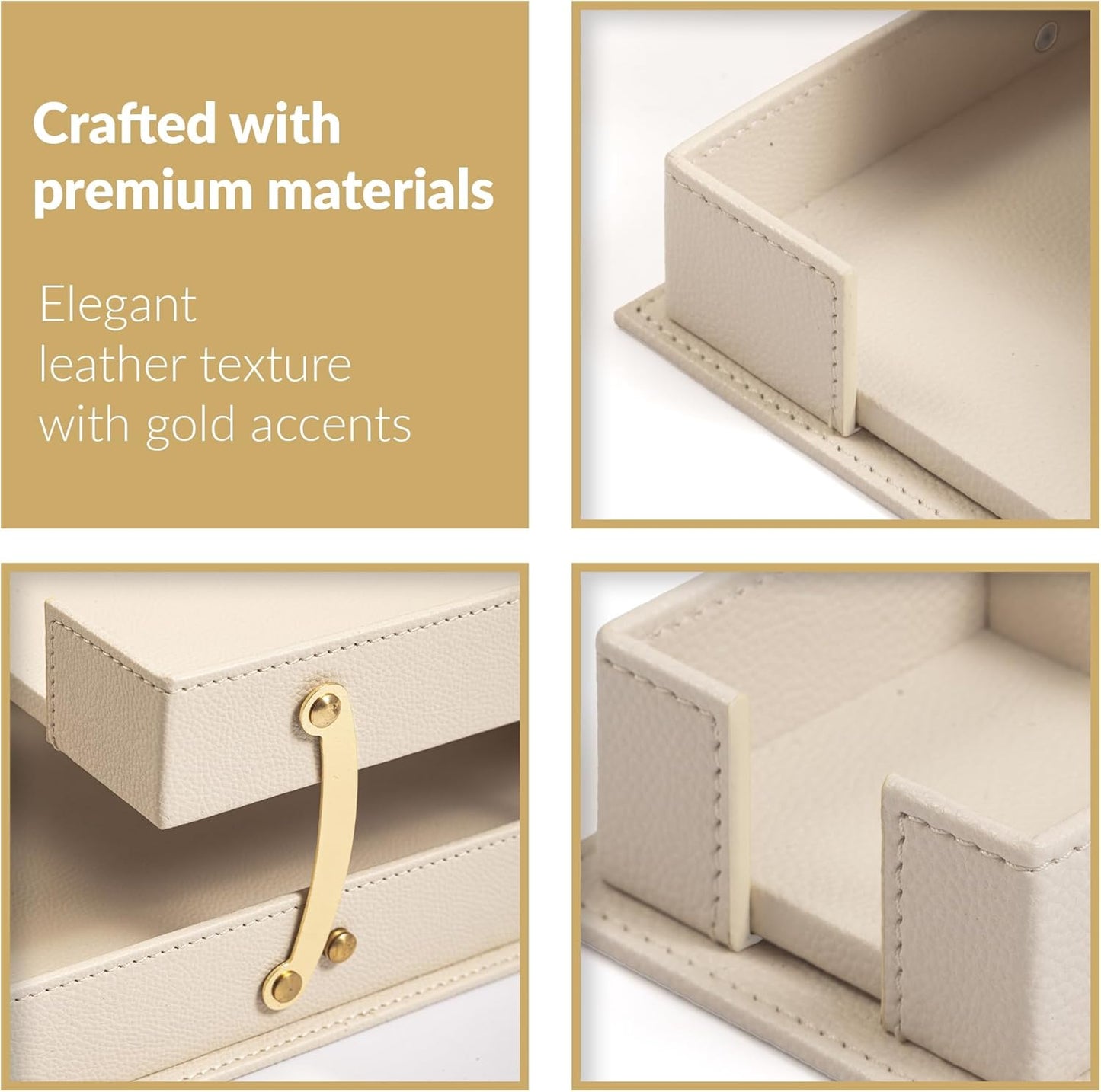 MOOGCO Luxury Leather Desk Pad & Desk Organizer Set, Bonded Leather