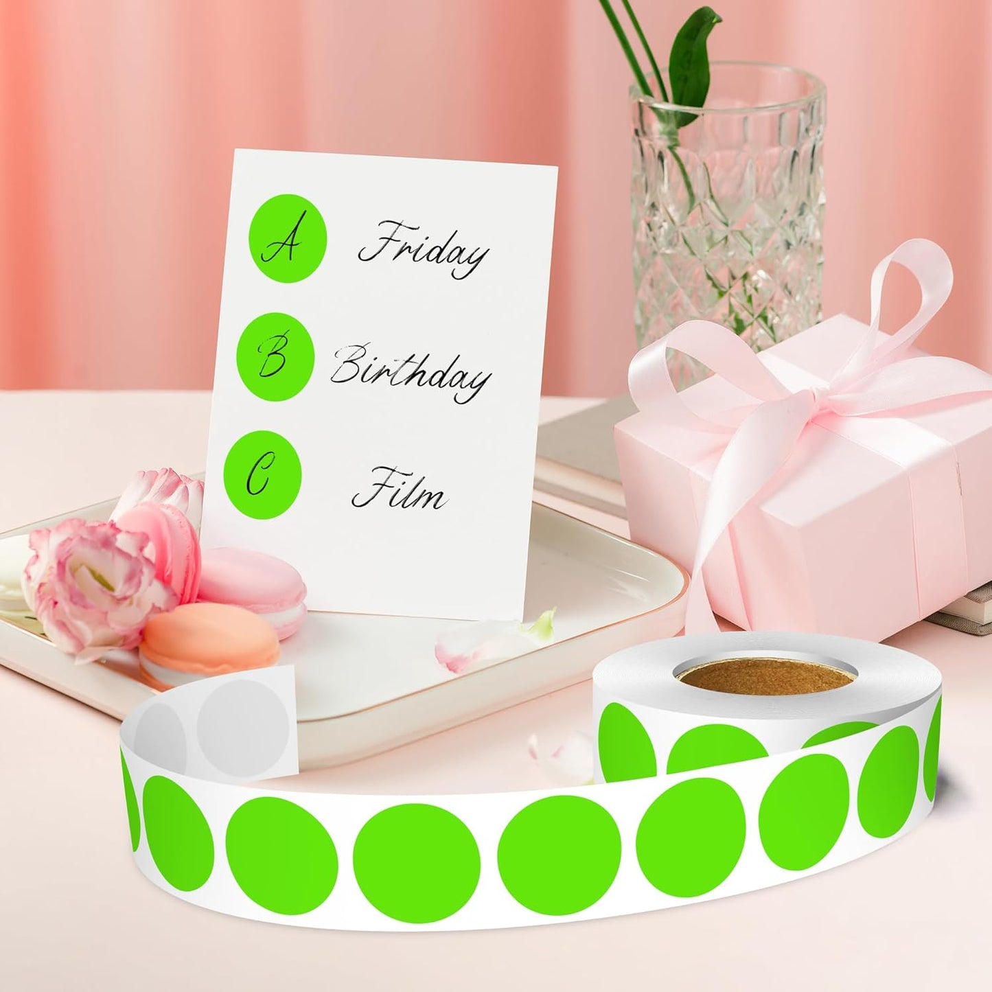 1 Inch Round Color Coding Labels, 1000 Dots Per Roll Light Green Color Coded Dot Stickers, Round Color Dot Labels for Organizing, Filing, and Storage