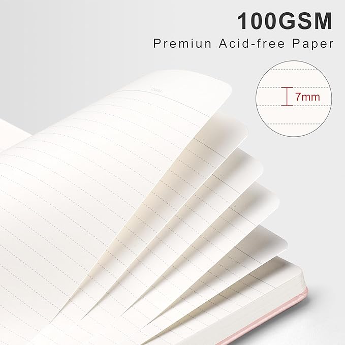 RETTACY Spiral Journal Notebook, 110 Numbered Pages, A4 Large Size (8.5'' x 11''), for Men & Women, Journaling, Writing, Work & Office, Leather Hardcover, 100 GSM Thick Paper (Rose Gold)