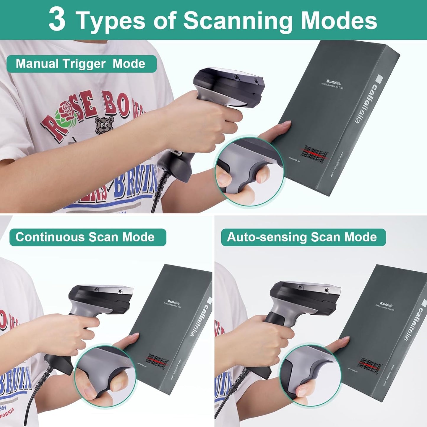 2D Barcode Scanner, Handheld QR Code Scanner USB Wired 1D 2D&PDF417 Data Matrix 640 x 480 Image CMOS Automatic Barcode Reader Plug and Play Bar Code Reader Scanners