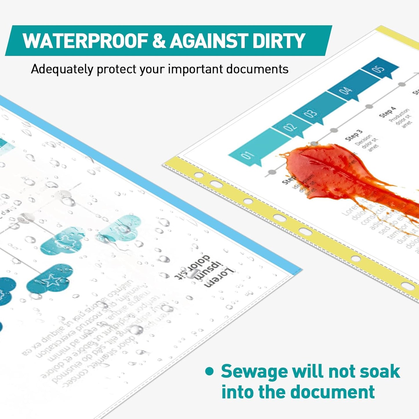 Sheet Protectors, PANDRI 500 Pack Color Heavy Duty Plastic Page Protectors Sheet Reinforced 11-Hole Fit for 3 Ring Binder Fits Standard 8.5 x 11 Paper, 9.25 x 11.25 Top Loaded, Excluding Acid
