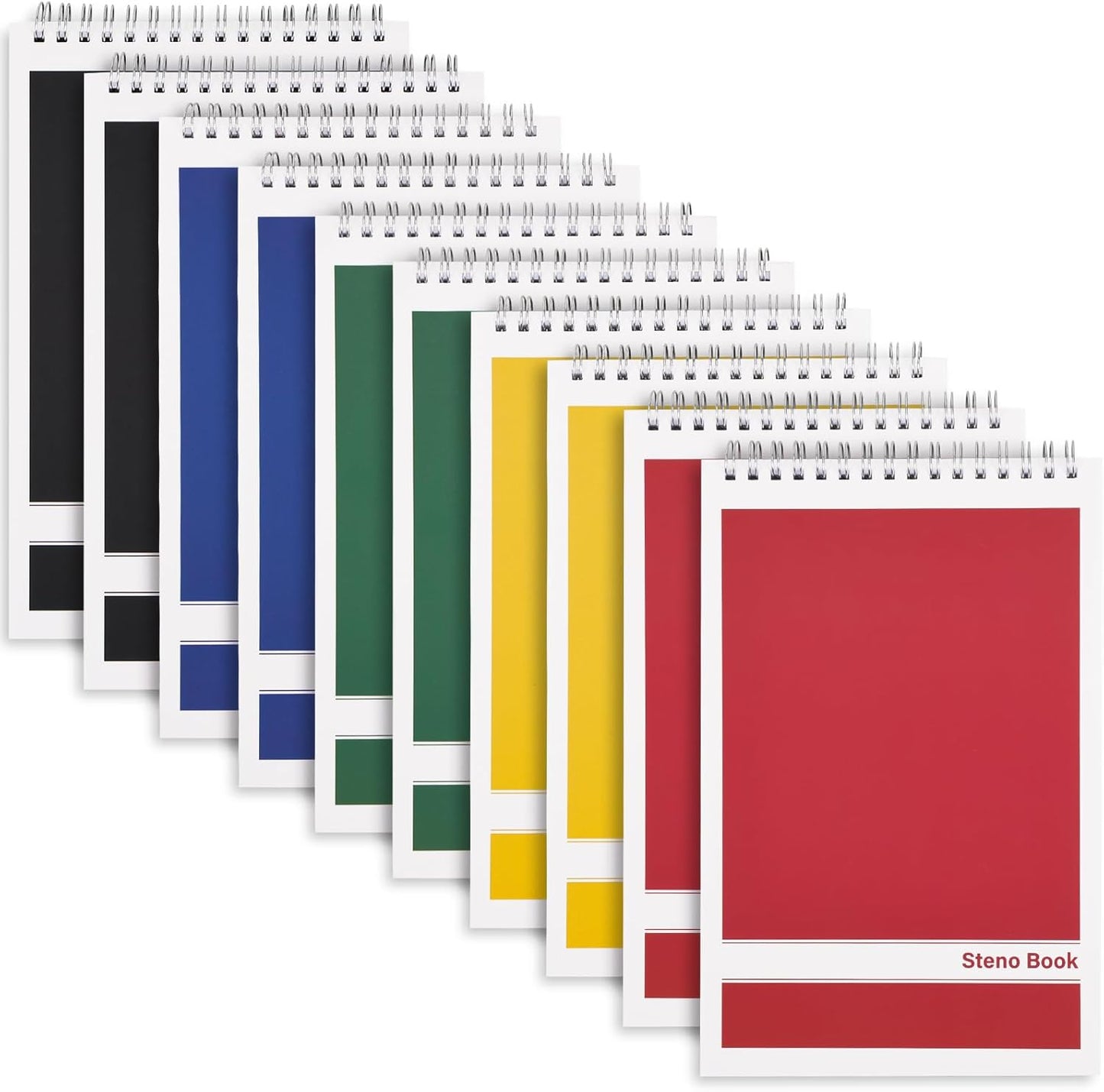 LABUK Steno Pads 6x9in10 Pack, Top Spiral Steno Notebooks, 80 Sheets Note Pads Assorted Color Gregg Rule for School, University, College, Work, Office