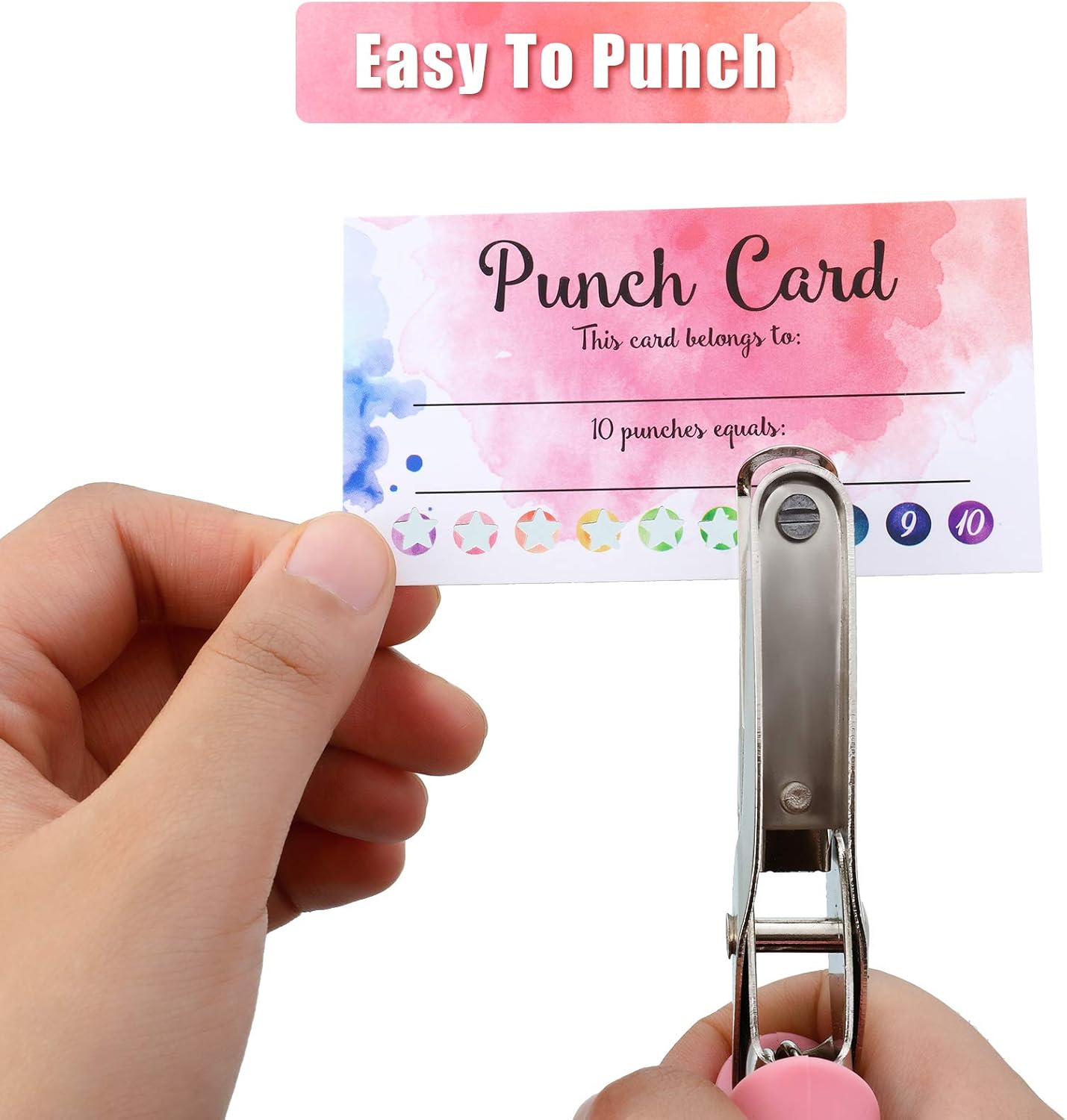 Outus 300 Pieces Watercolor Punch Cards Incentive Reward Card Student Awards Punch Cards for Classroom Business Kids Students Teachers School Supplies