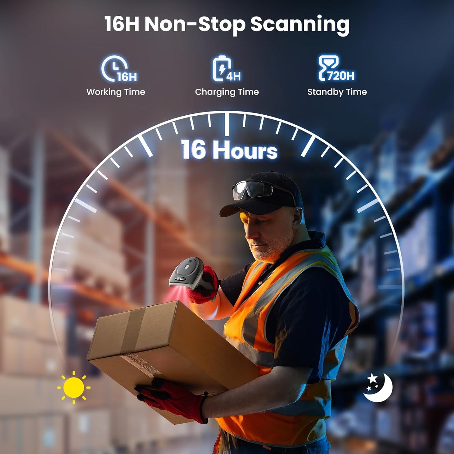 Eyoyo 2D Barcode Scanner Wireless: Handheld 3-in-1 Bluetooth USB Wired QR Code Scanner, 1D Bar Code Reader for Library, Warehouse Retail POS Compatible with iPad, Android Phone, iPhone, Laptop, PC