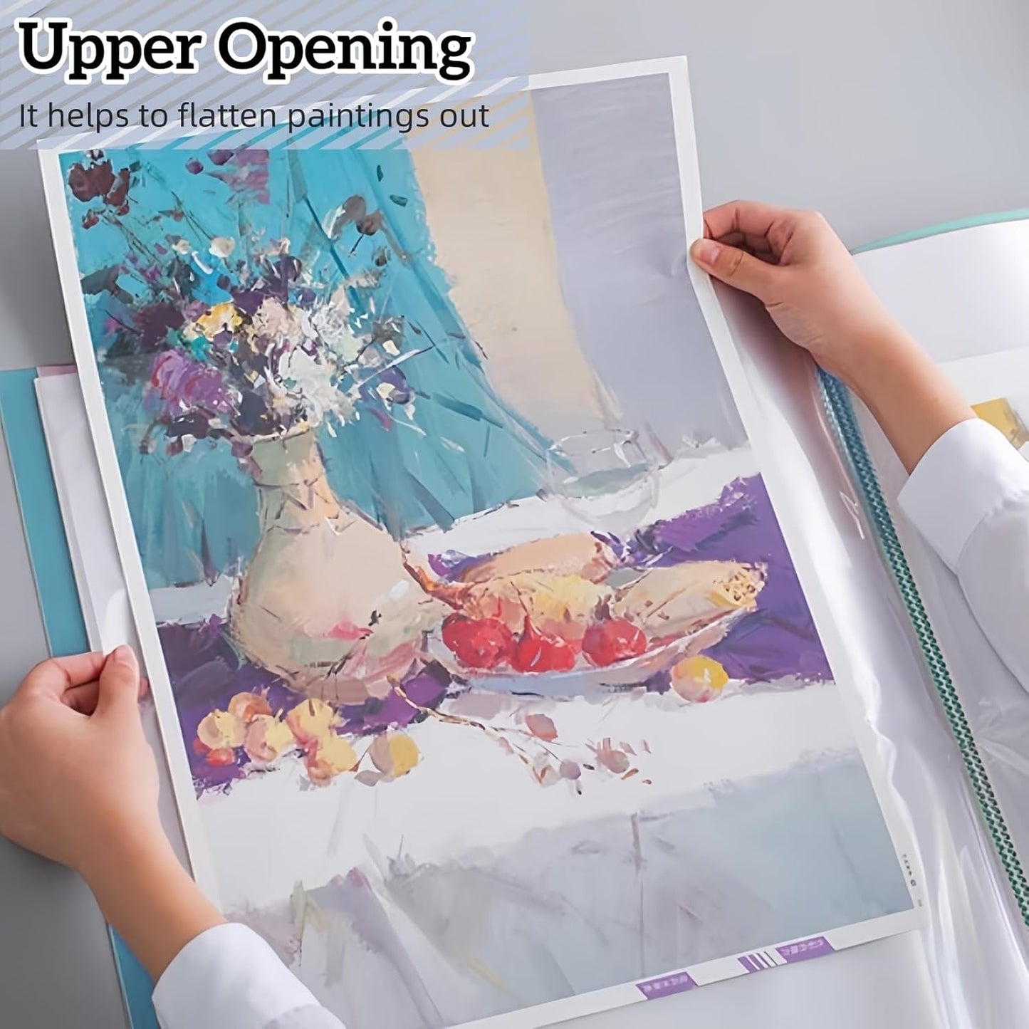 MOTEERLLU A2 Storage Book Suitable for 22x15 inches Diamond Paintings,Diamond Art Kit Storage Container with 30 Pocket Sleeves,Portfolio Folder for Artwork (Green)