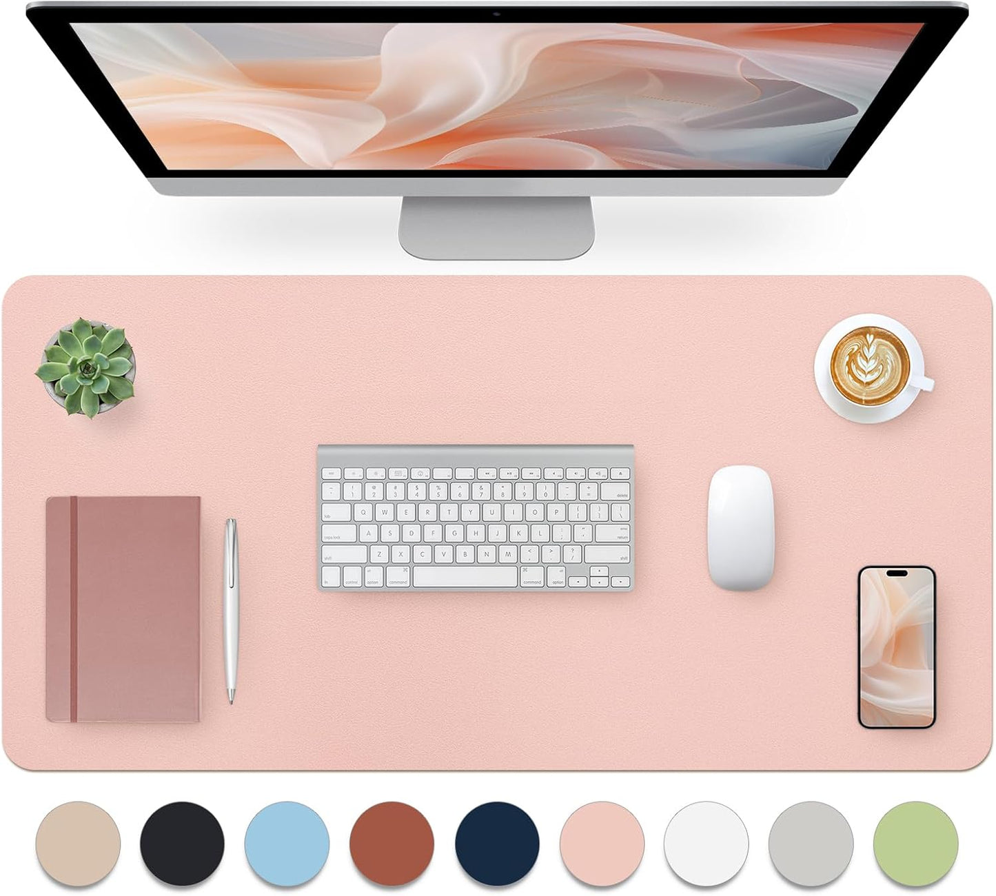 Blossoms Pink Desk Mat, Waterproof Non-Slip Leather Desk Pad, Large Mouse Pad, Desk Writing Pad, Desk Mat for Keyboard and Mouse Desk Organizers and Accessories (31.5×15.7 Inches)