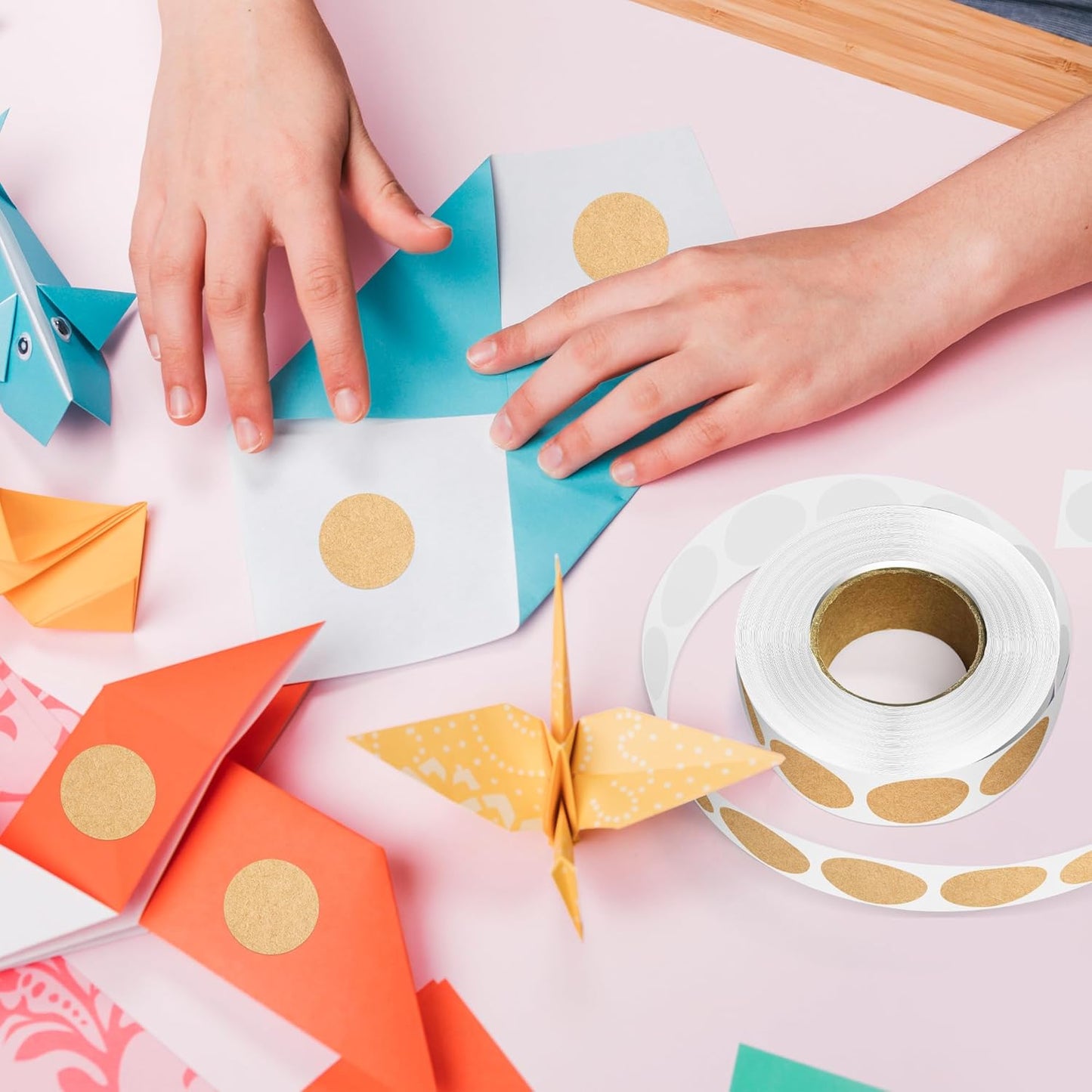 1 Inch Round Color Coding Labels, 1000 Dots Per Roll Kraft Brown Color Coded Dot Stickers, Round Color Dot Labels for Organizing, Filing, and Storage