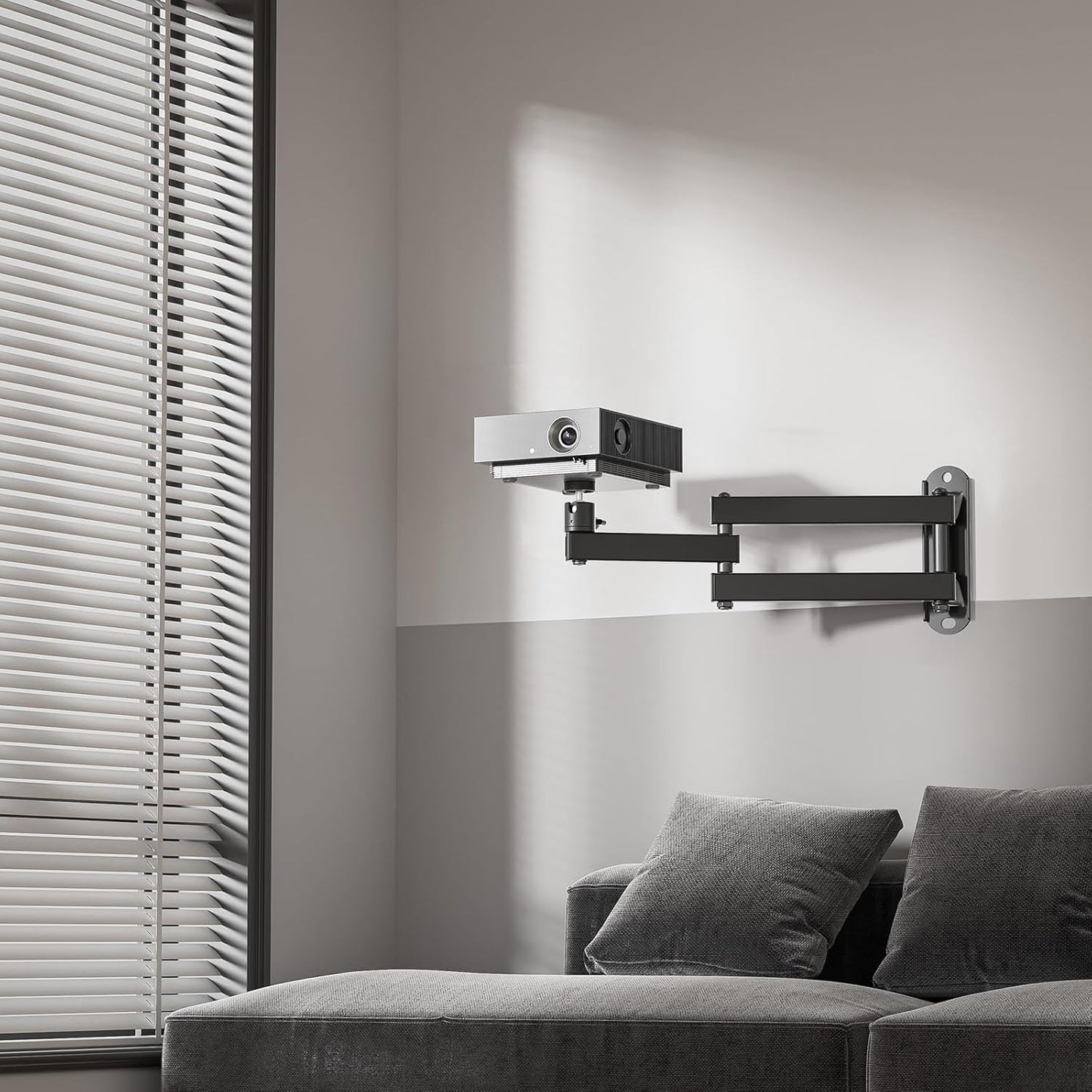 WALI Foldable Projector Wall Mount Universal Adjustable Wall Projector Mount Aluminum Alloy Projectors Stand,1/4" M4 M6 Screw Size,(1330LM-PM), Black