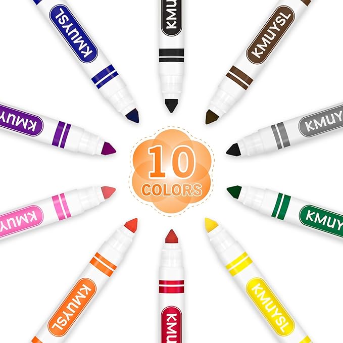 KMUYSL 160 Count Washable Markers Bulk, 10 Assorted Colors - Broad Line Conical Tip Coloring Markers for Kids, School Art Supplies & Back to School Supplies, Teacher Classroom Must Haves