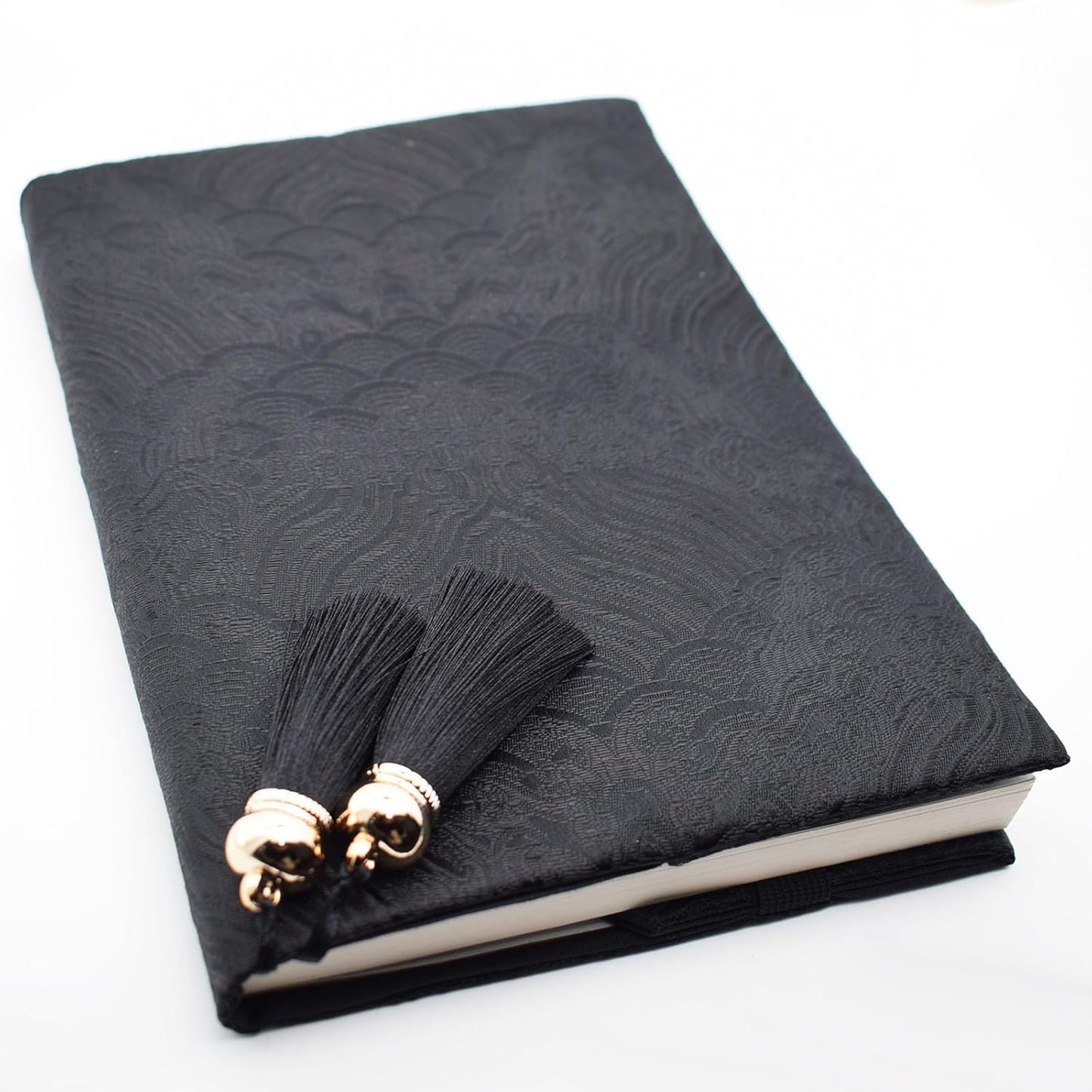 BLBMH 5.5x8.5 inch Book Covers with Bookmarks Adjustable Fabric Paperbacks Book Covers for Privacy Hardcover Softcover Novels Notebook Book Lovers Gifts - Chinese Black 8.5in