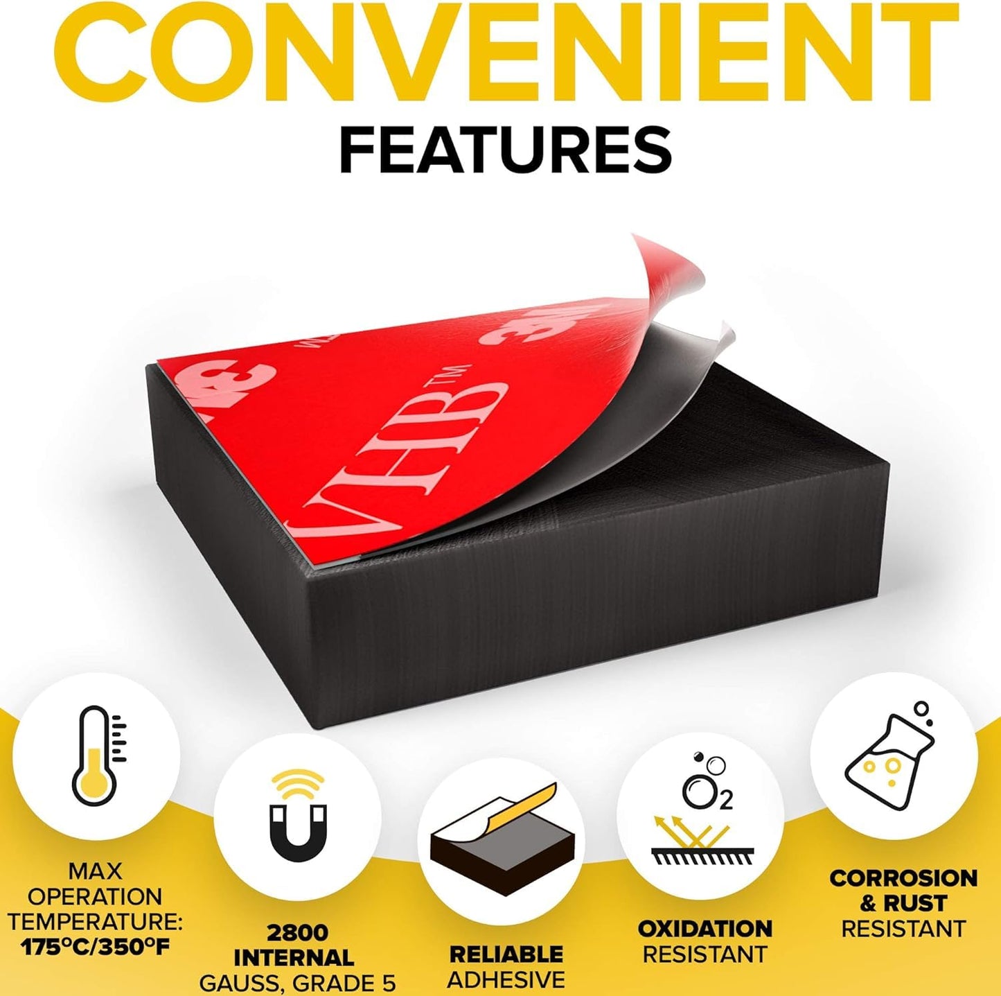 X-bet MAGNET Adhesive Magnets - Ferrite Magnetic Squares - 48 Pieces - Strong Sticky Adhesive Backing - Ceramic Magnets Ideal for Projects, Kitchen - 8"" x0.2