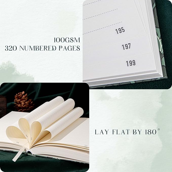 Hardcover Journal for Women Girls, A5 Lined Journal Notebook, Cute Journal for Writing, Aesthetic Journal, College Ruled Notebook with 100 Gsm Thick Paper, 320 Numbered Pages