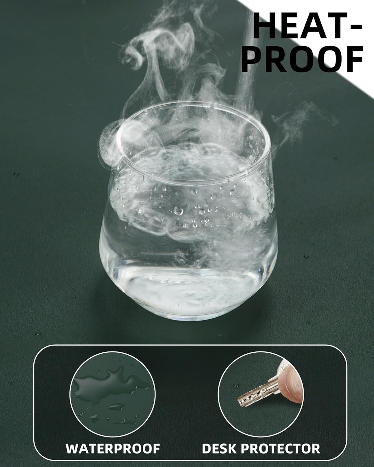 Leather Desk Pad Protector - 48" x 17" Non-Slip PU Leather Large Mouse Pad, Waterproof Desk Blotter Mat for Office and Home (Dark Green)