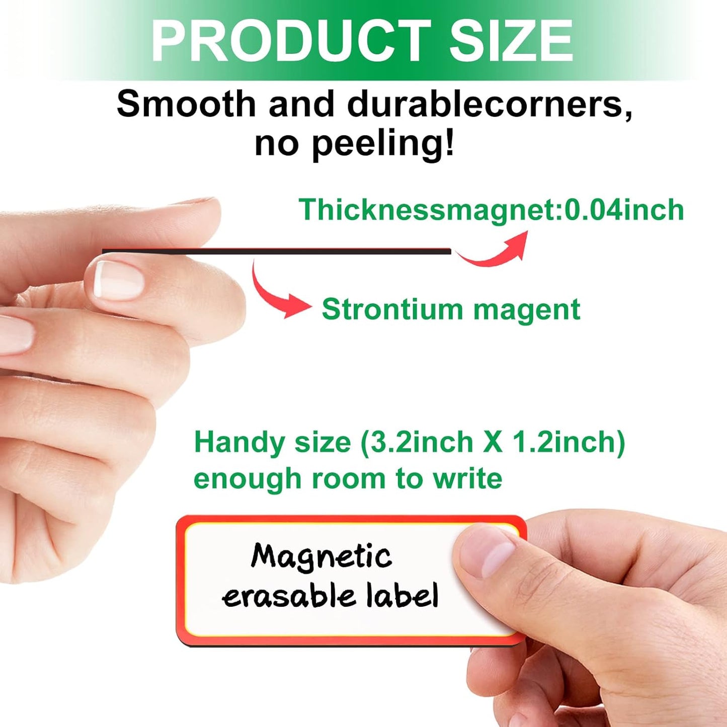 Leinuosen 80 Pack Magnetic Dry Erase Labels 3.2 x 1.2 Name Plate Tags Flexible Reusable Magnetic Label Stickers for Classroom Office Home Whiteboards Refrigerator Locker Shelf Crafts