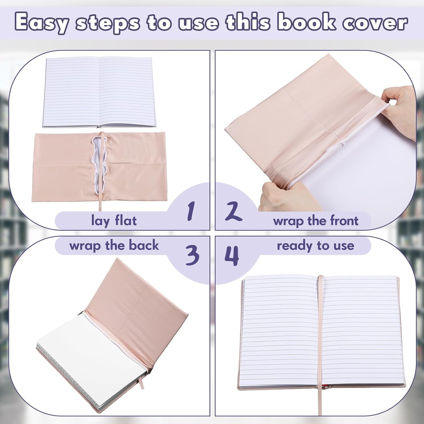 PerKoop 12 Pcs Jumbo Book Covers Stretchable Fabric School Book Protector Reusable Washable Cover Protector for Most Hardcover Textbooks(Bright Colors,9 x 11 Inch)